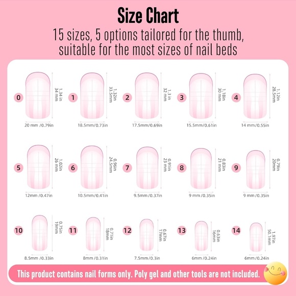 300 Pieces Pink Toe Nail Dual Forms for Poly Gel - Picture 4 of 8